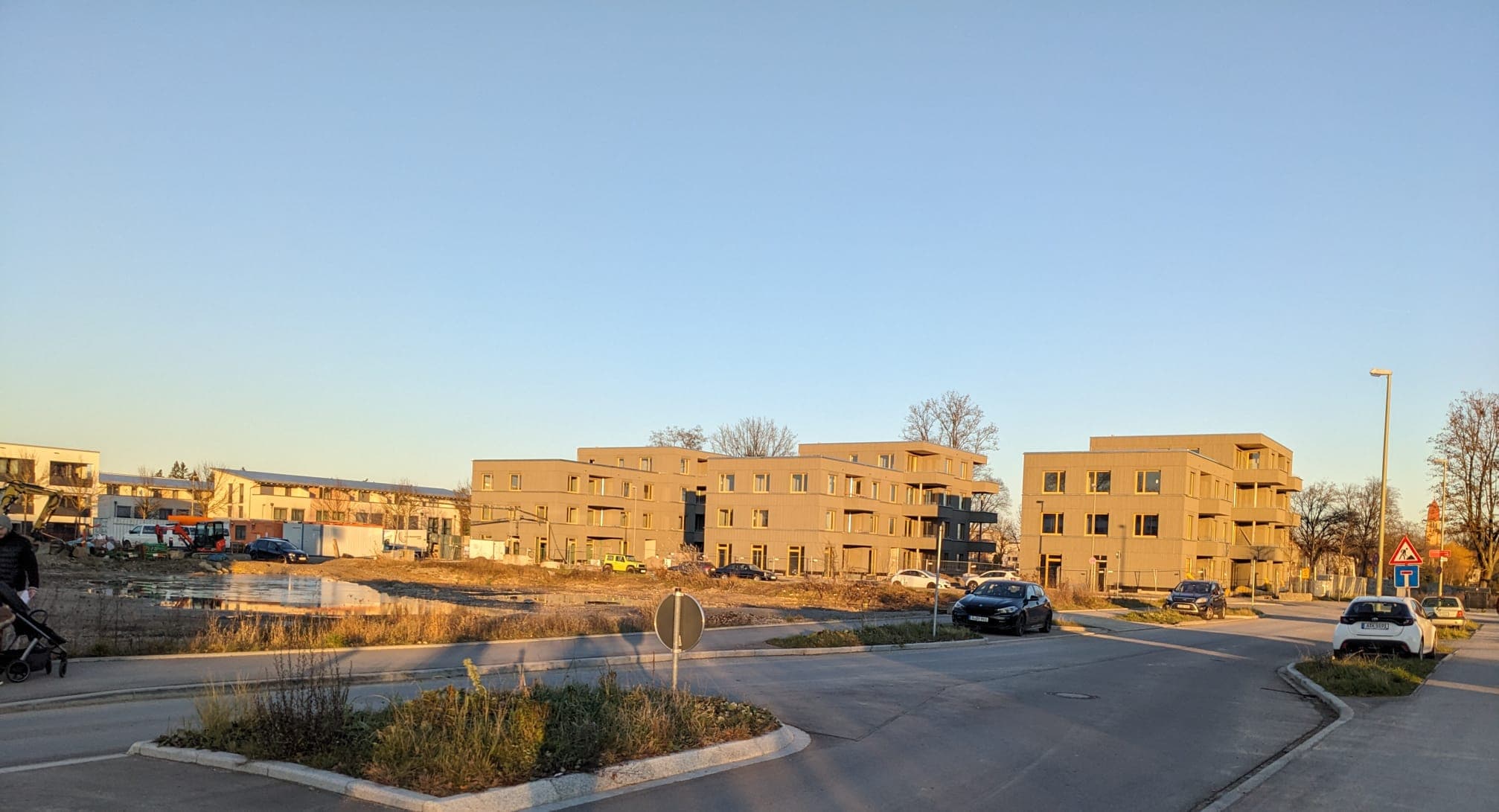 Häuser im Sonnenuntergang